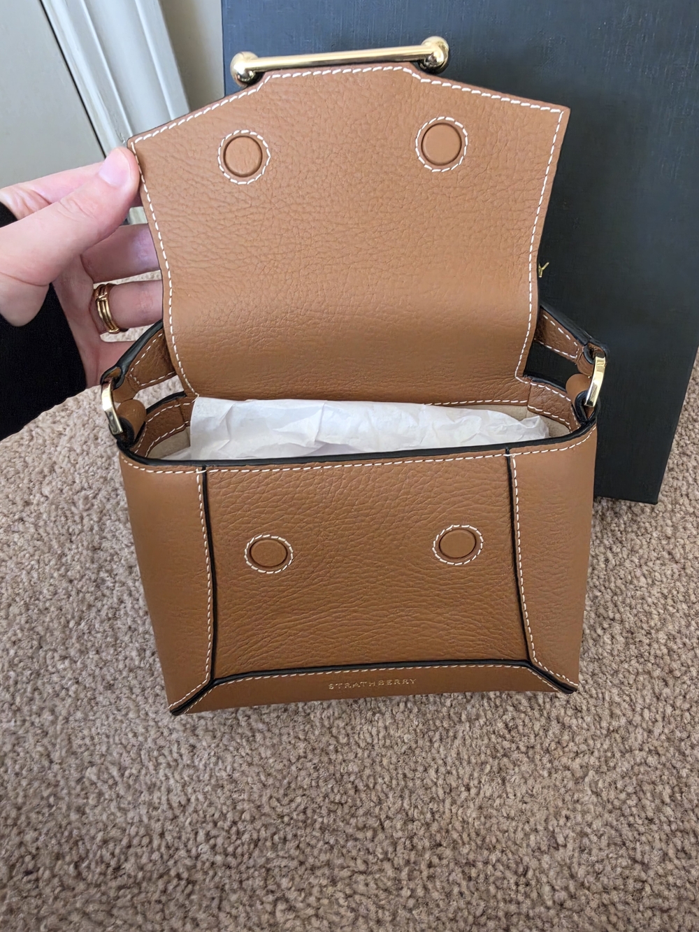 Strathberry Mosaic Nano in tan brown with Gold Hardware - Picture 2 of 5